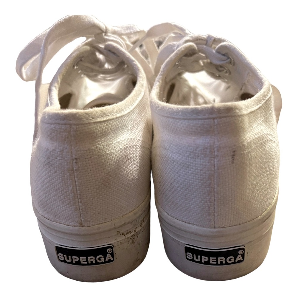 Superga Platform Sneakers White‎ Canvas Women’s 7.5 - Picture 2 of 13